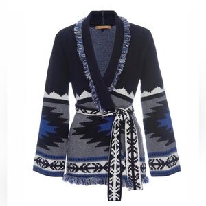 Gone with the West Black White & Blue Aztec Wrap Cardigan XS/S
